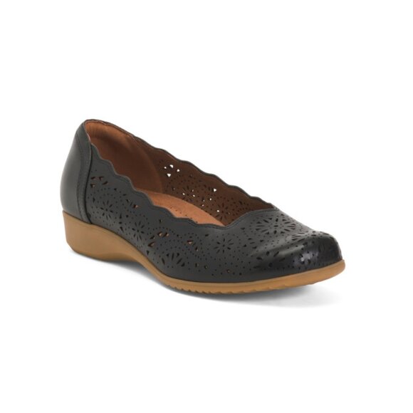 COBB HILL ROCKPORT Black Leather Rory Comfort Flats